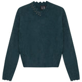 Gem Teal Furry Scalloped Sweater