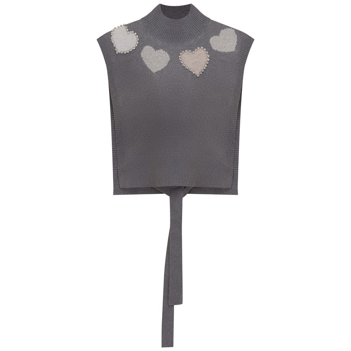 G-Degree Grey/Cream Intarsia Tie Back Vest