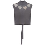 G-Degree Grey/Cream Intarsia Tie Back Vest