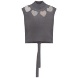 G-Degree Grey/Cream Intarsia Tie Back Vest