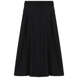 Gem Black Gathered Button Down Skirt
