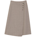 Gem Oat Herringbone Wool Wrap Skirt
