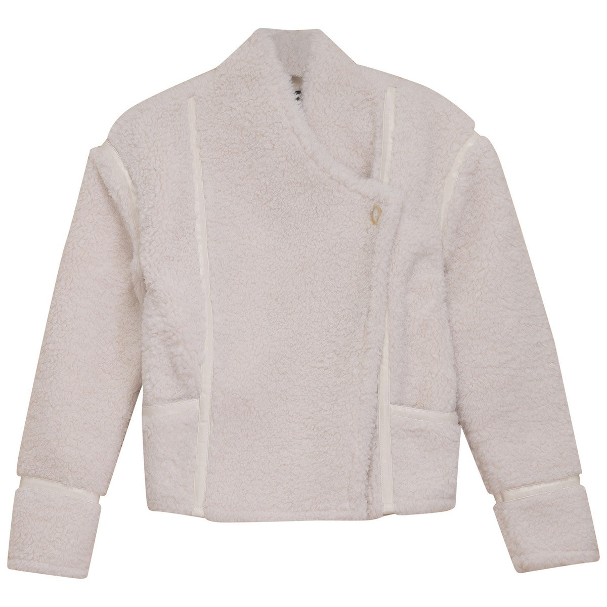 G-Degree Cream Leather Trim Fur Jacket