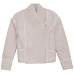 G-Degree Cream Leather Trim Fur Jacket