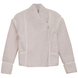 G-Degree Cream Leather Trim Fur Jacket