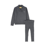 Le Bourdon Grey Wrap Neck Sweater Set