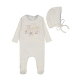 Bee & Dee White/Blue Gallery Footie Set