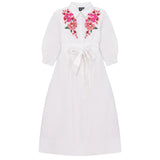 Gem White Floral Embroidered Shirt Dress