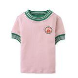 Gingersnaps Pink Ribbed Cherry Badge Contrast T-Shirt