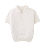 Gingersnaps White Triangle Jacquard Ludwig Knit Polo