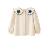 Goldthreads Cream Embroidered Collar Shirt