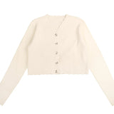 Hev Ivory Bow Buttons Scalloped Cardigan