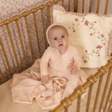 Bee & Dee Pearly Pink Herringbone Cardigan Footie
