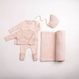 Bee & Dee Pearly Pink Herringbone Cardigan Take Me Home Set