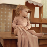 Minimoi Blush Pink Faux Cable Knit Footie
