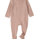 Minimoi Blush Pink Faux Cable Knit Footie