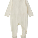 Minimoi White Faux Cable Knit Footie