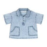 Teela Stonewash Denim Structure Top