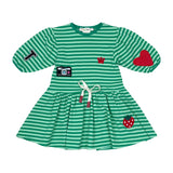 Teela Green Stripe Applique Dress
