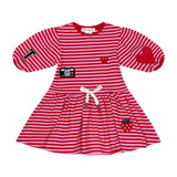 Teela Red Stripe Applique Dress