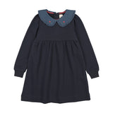 Analogie Navy Sweet Campaign Denim Collar Dress