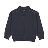 Analogie Navy Sweet Campaign Denim Trim Polo Sweatshirt