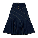 Teela Black Tiered Denim Maxi Skirt