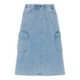 Teela Chambray Cargo Denim Maxi Skirt