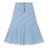 Teela Light Denim Tiered Maxi Skirt