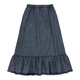 Teela Black Structure Denim Maxi Ruffle Skirt