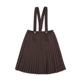 Analogie Chocolate Brown Knife Pleated Suspender Skirt