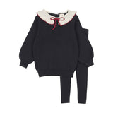 Lil Legs Navy Ruffle Collar Knit Set