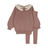 Lil Legs Dried Rose Ruffle Collar Knit Set