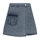 Teela Black Structure Denim Wrap Skirt