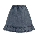 Teela Black Structure Denim Ruffle Skirt