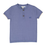 L Blue Piped Henley Sweater