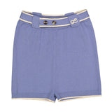 L Blue Piped Knit Shorts