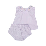 L Lavender Embroidered Tank Set