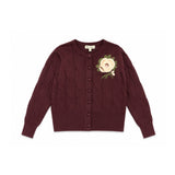 Valentina Burgundy Painted Cable Knit Cardigan