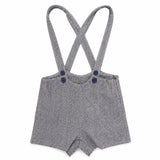 Le Bourdon Navy Herringbone Suspender Shorts