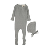 Mema Windy Blue Pointelle Knit Footie Set