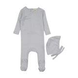 Mema Gray Dawn Pointelle Scalloped Edge Footie Set