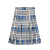Coco Blanc Grey Plaid Pleated Skirt