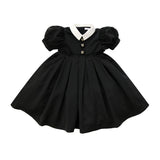 Coco Blanc Black Taffeta Short Sleeve Dress