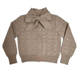 Kipp Taupe Lyla Bow Pointelle Cardigan