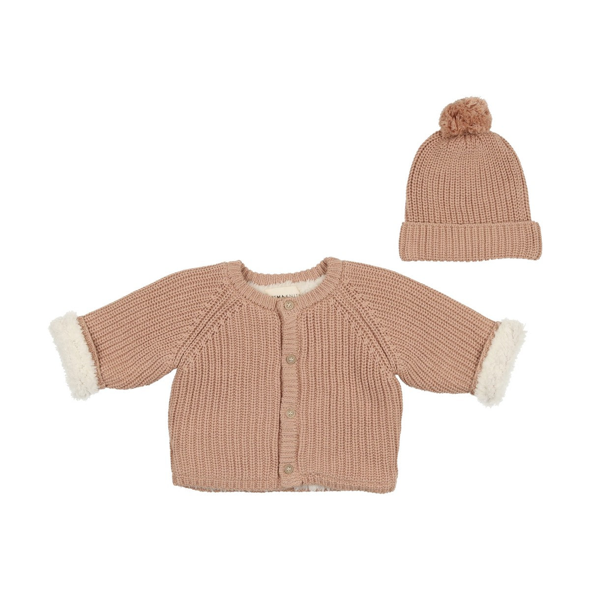Mema Pink Knit Jacket & Pompom Hat