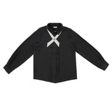 Coco Blanc Black Front Pleat Blouse