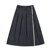 Coco Blanc Navy Marled Side Fringe Skirt