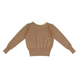 Coco Blanc Mocha Ruffle Collar Sweater