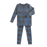 Little Label Blue Plaid Logo Pj’s